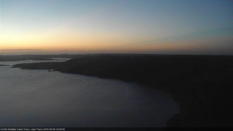 Lake Travis webcam, September 9, 2016 7:30 PM CT