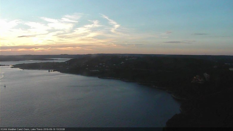 Lake Travis webcam, September 10, 2016 6:50 PM CT