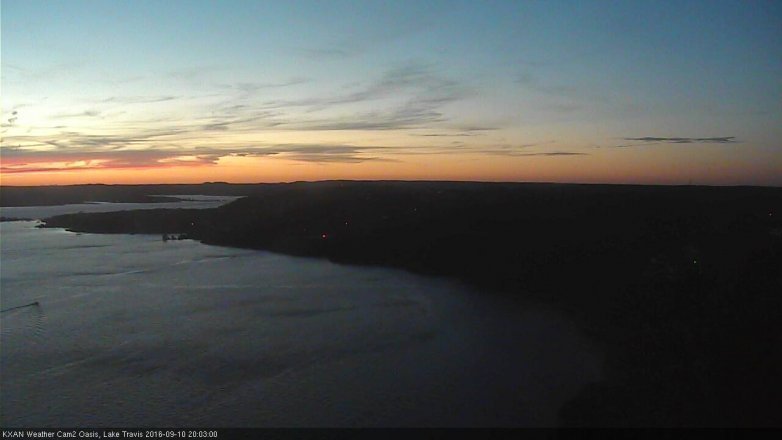Lake Travis webcam, September 10, 2016 7:30 PM CT