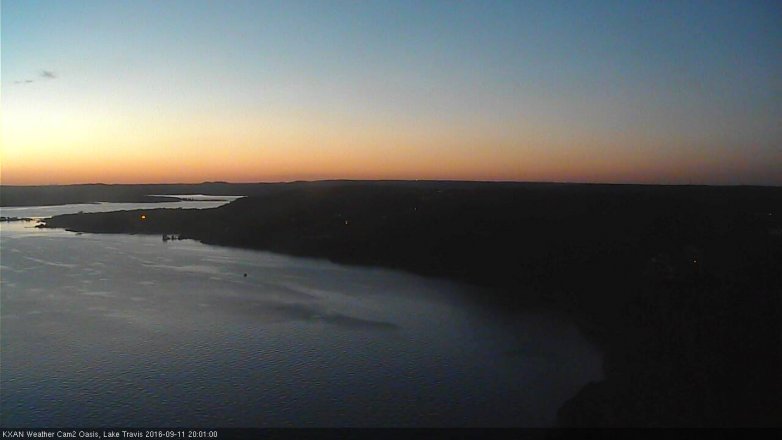 Lake Travis webcam, September 11, 2016 7:20 PM CT