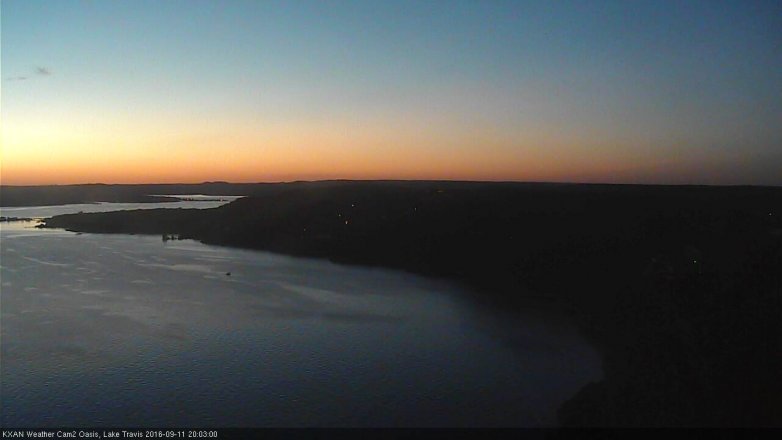 Lake Travis webcam, September 11, 2016 7:30 PM CT