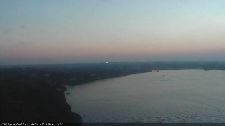Lake Travis webcam, September 16, 2016 6:45 PM CT