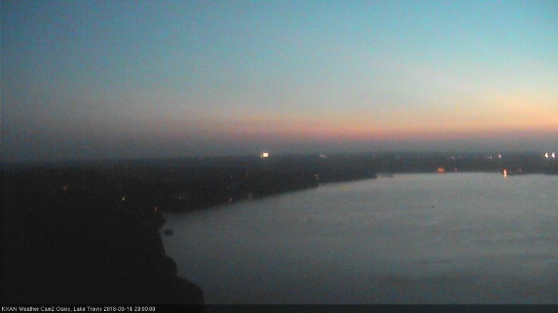 Lake Travis webcam, September 16, 2016 7:30 PM CT