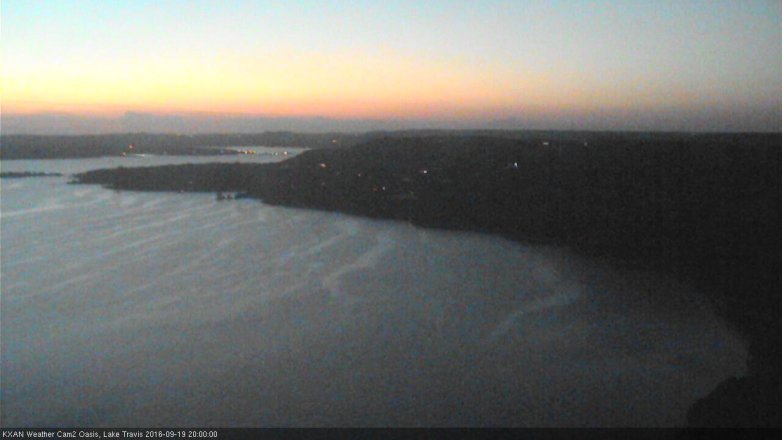 Lake Travis webcam, September 19, 2016 7:30 PM CT