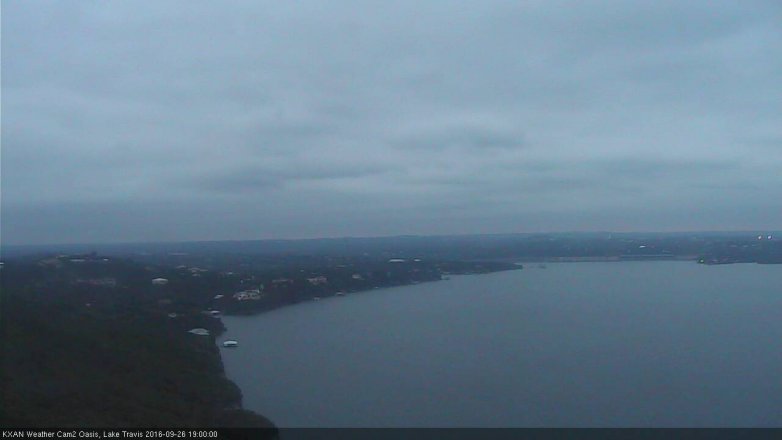 Lake Travis webcam, September 26, 2016 6:25 PM CT