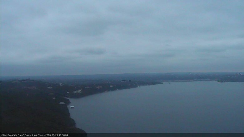 Lake Travis webcam, September 26, 2016 6:30 PM CT