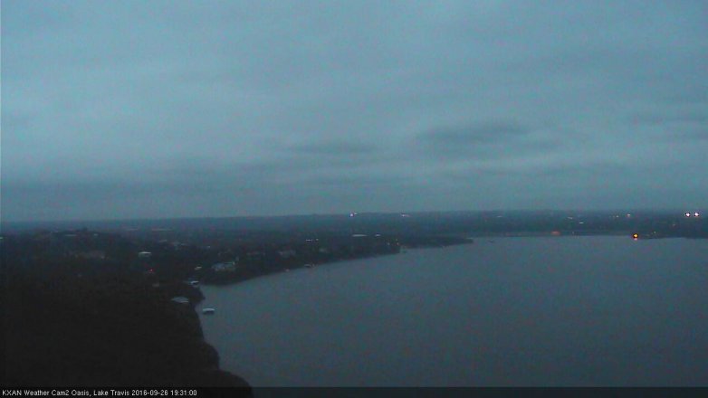 Lake Travis webcam, September 26, 2016 6:45 PM CT