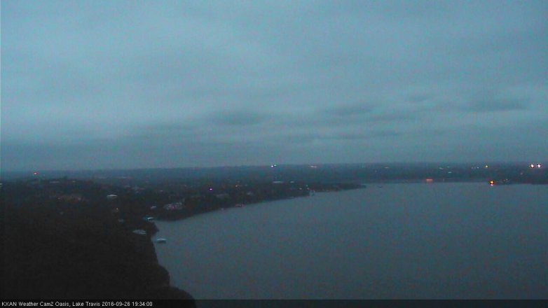 Lake Travis webcam, September 26, 2016 7:00 PM CT