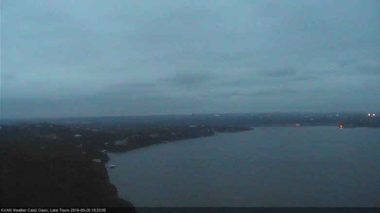 Lake Travis webcam, September 26, 2016 7:05 PM CT