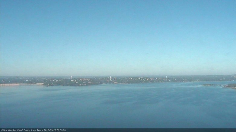 Lake Travis webcam, September 28, 2016 9:00 AM CT