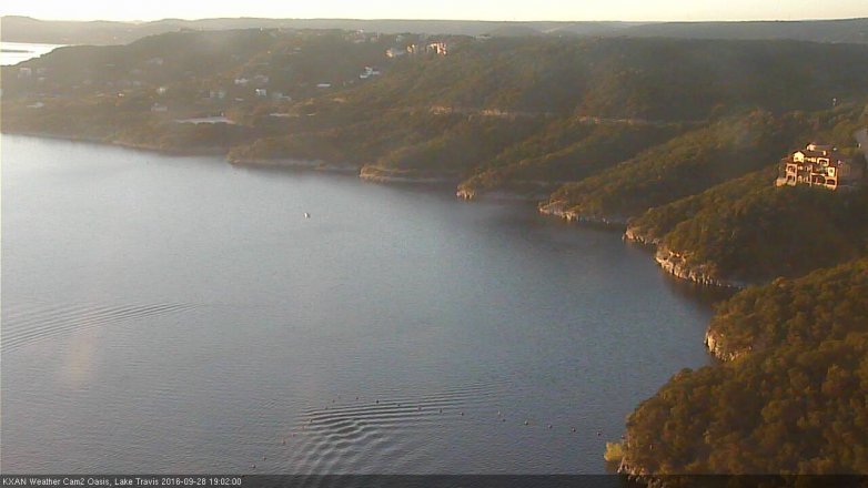 Lake Travis webcam, September 28, 2016 6:25 PM CT