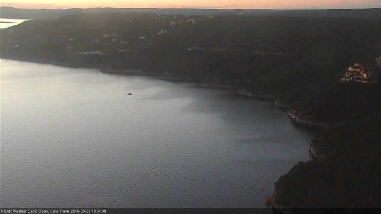 Lake Travis webcam, September 28, 2016 7:05 PM CT