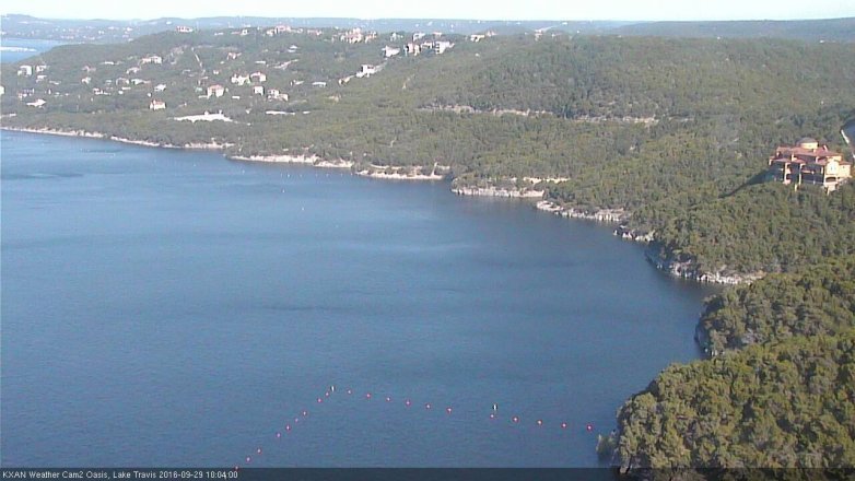 Lake Travis webcam, September 29, 2016 9:25 AM CT
