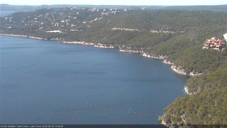 Lake Travis webcam, September 29, 2016 1:55 PM CT