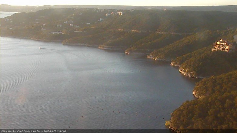 Lake Travis webcam, September 29, 2016 6:05 PM CT