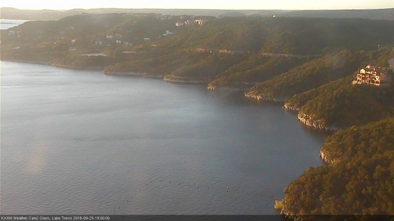 Lake Travis webcam, September 29, 2016 6:25 PM CT