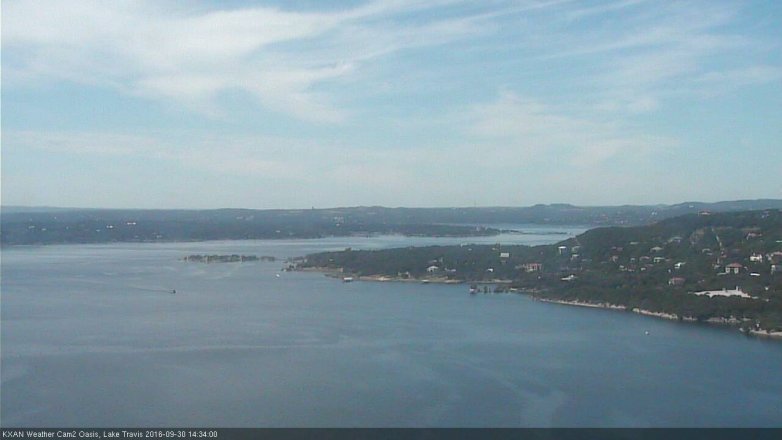 Lake Travis webcam, September 30, 2016 1:45 PM CT