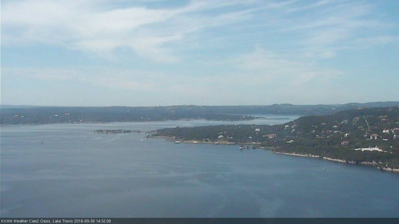 Lake Travis webcam, September 30, 2016 1:55 PM CT