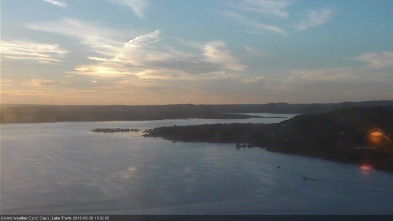 Lake Travis webcam, September 30, 2016 6:25 PM CT