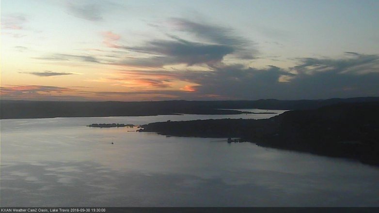 Lake Travis webcam, September 30, 2016 6:40 PM CT
