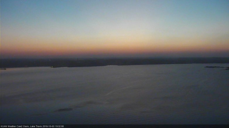 Lake Travis webcam, October 3, 2016 6:40 PM CT