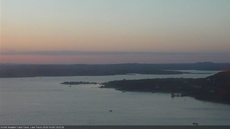 Lake Travis webcam, October 8, 2016 6:25 PM CT