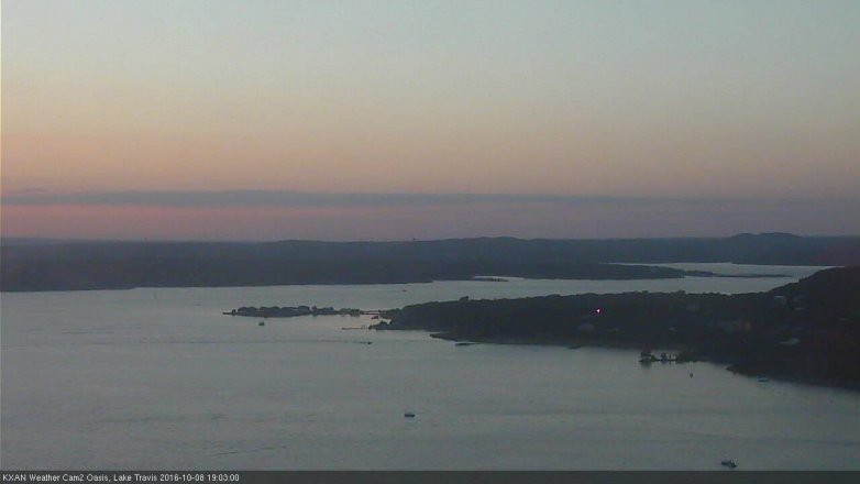 Lake Travis webcam, October 8, 2016 6:35 PM CT