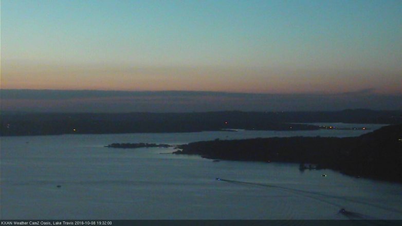 Lake Travis webcam, October 8, 2016 6:45 PM CT