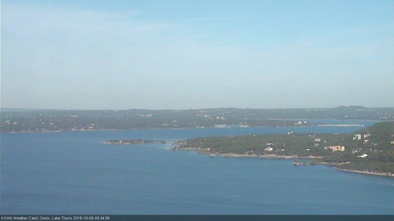Lake Travis webcam, October 9, 2016 9:00 AM CT