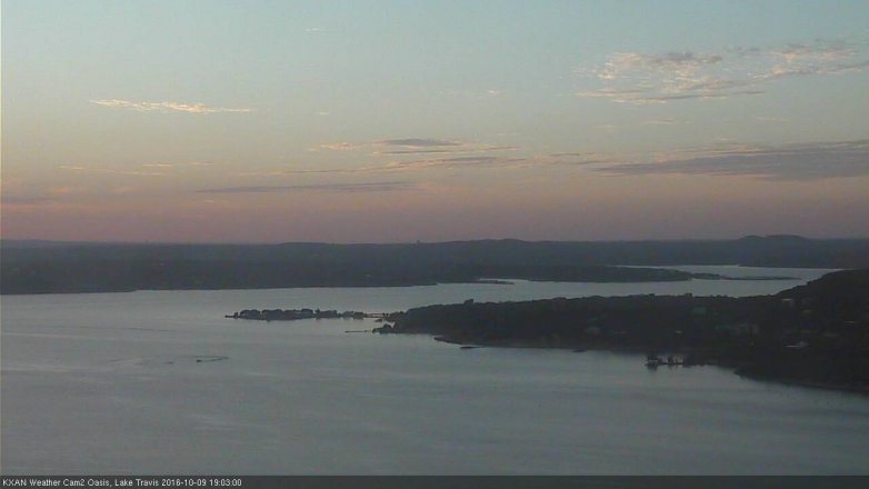 Lake Travis webcam, October 9, 2016 6:35 PM CT