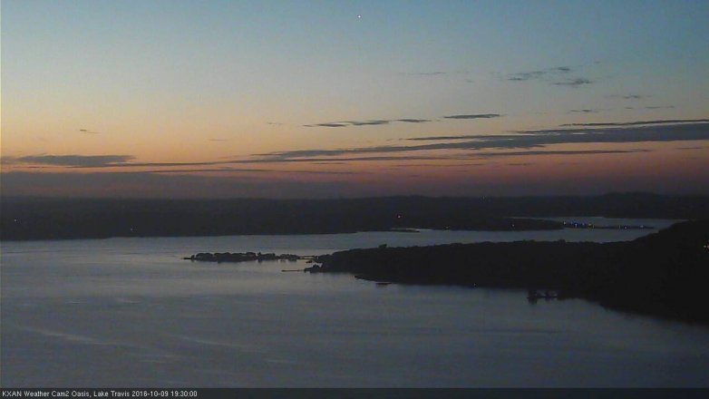 Lake Travis webcam, October 9, 2016 6:45 PM CT
