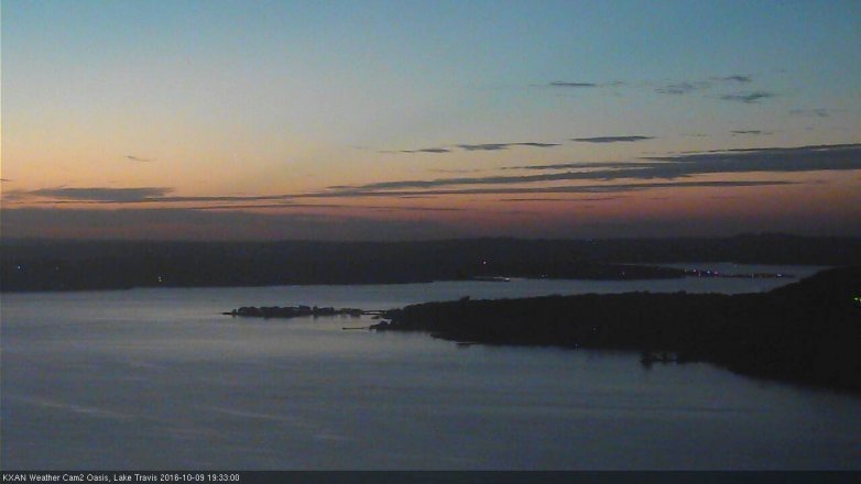 Lake Travis webcam, October 9, 2016 6:50 PM CT