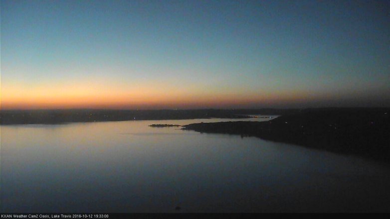 Lake Travis webcam, October 12, 2016 6:45 PM CT