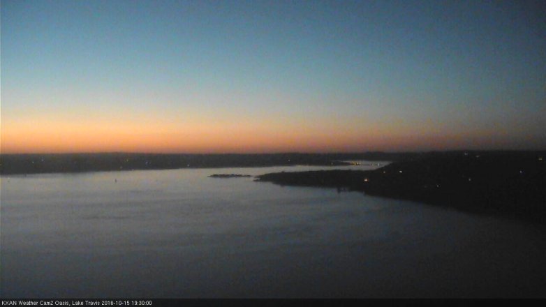 Lake Travis webcam, October 15, 2016 6:55 PM CT