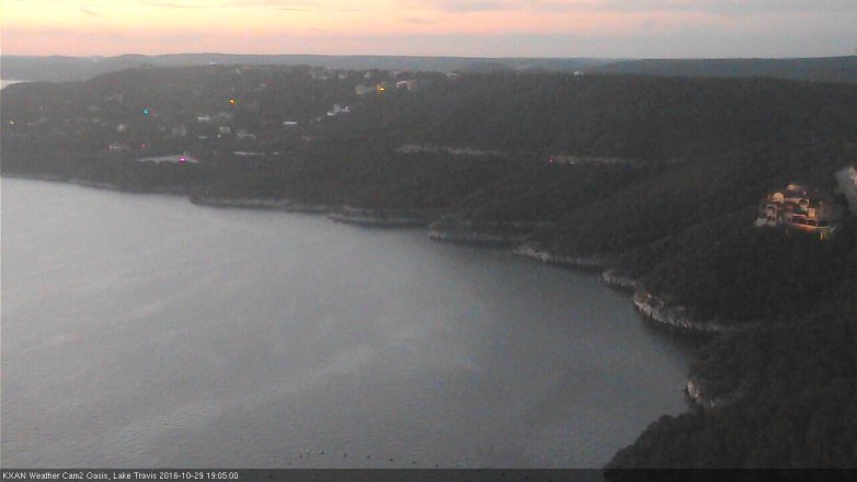 Lake Travis webcam, October 29, 2016 6:20 PM CT