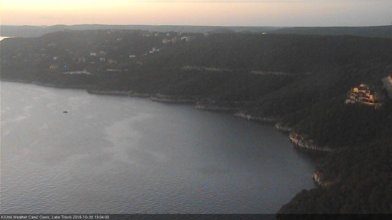 Lake Travis webcam, October 30, 2016 6:35 PM CT