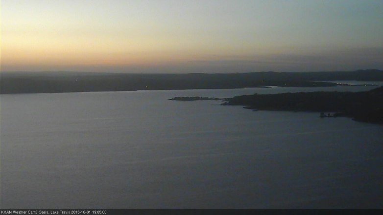 Lake Travis webcam, October 31, 2016 6:10 PM CT
