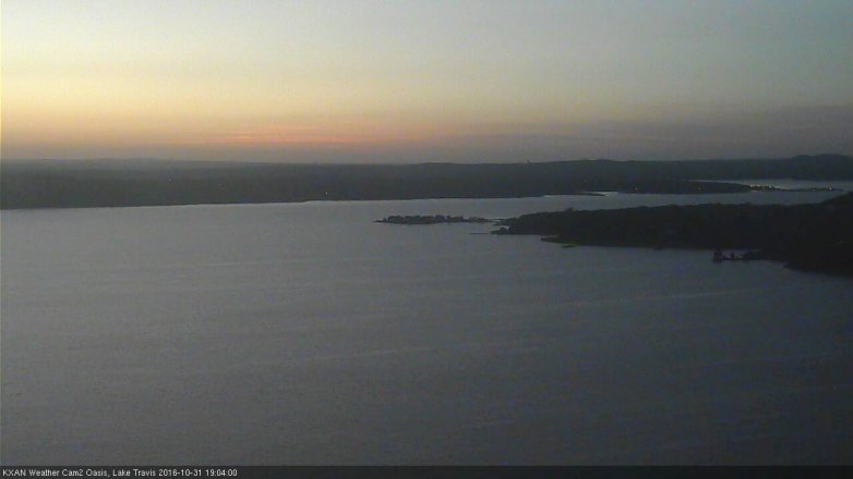 Lake Travis webcam, October 31, 2016 6:15 PM CT