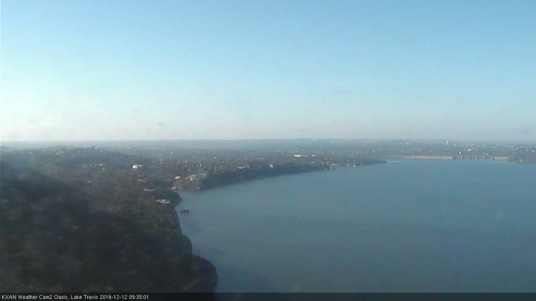 Lake Travis webcam, December 12, 2016 9:00 AM CT