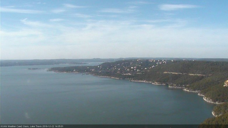 Lake Travis webcam, December 22, 2016 1:40 PM CT