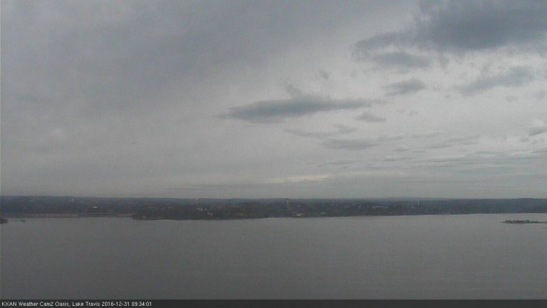 Lake Travis webcam, December 31, 2016 9:00 AM CT