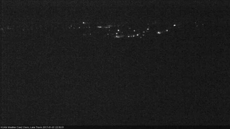Lake Travis webcam, January 1, 2017 9:45 PM CT