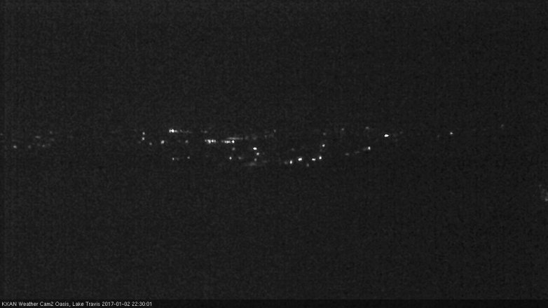 Lake Travis webcam, January 2, 2017 10:00 PM CT
