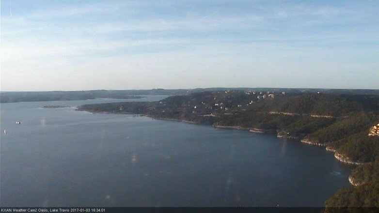 Lake Travis webcam, January 3, 2017 3:40 PM CT