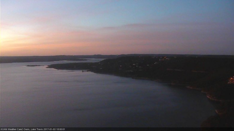 Lake Travis webcam, January 3, 2017 5:15 PM CT