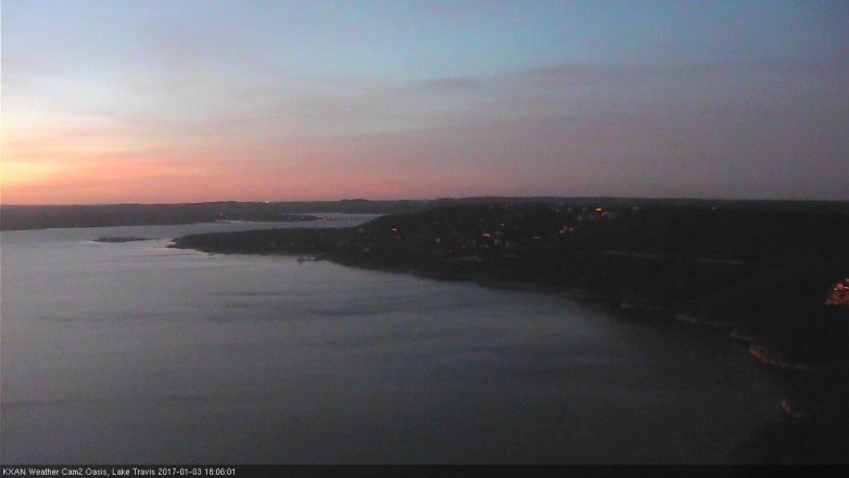 Lake Travis webcam, January 3, 2017 5:25 PM CT