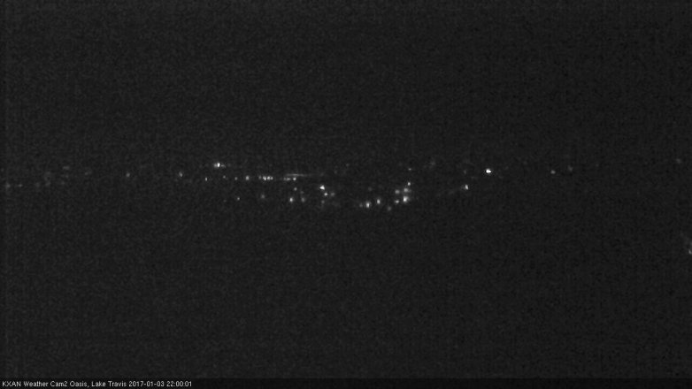 Lake Travis webcam, January 3, 2017 9:30 PM CT