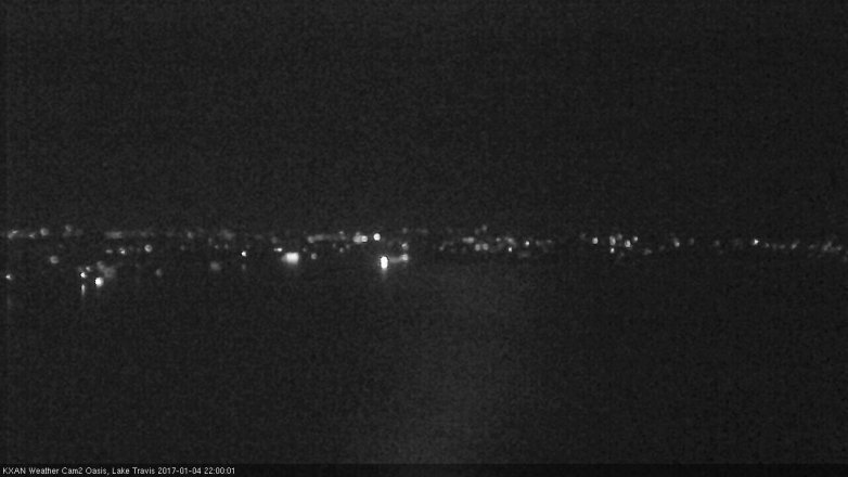 Lake Travis webcam, January 4, 2017 9:30 PM CT