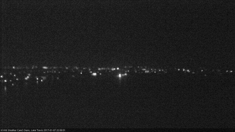 Lake Travis webcam, January 7, 2017 9:20 PM CT