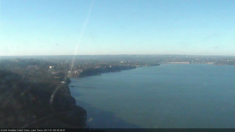 Lake Travis webcam, January 8, 2017 9:00 AM CT